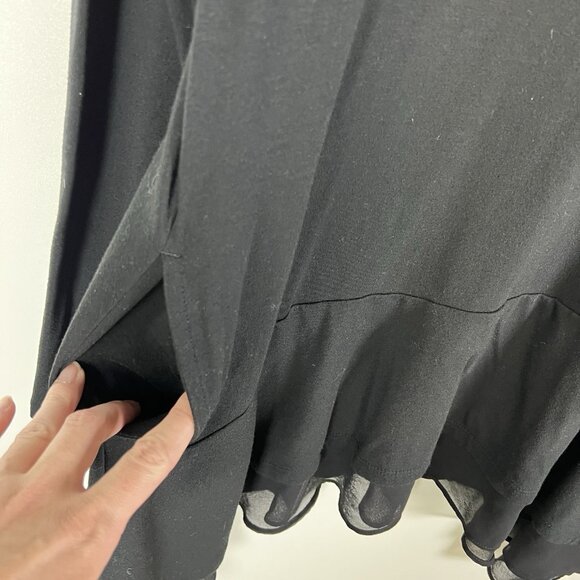 LOGO by Lori Goldstein Black Tunic Tee Slub Knit Ruffle Hem Womens Size Small - Picture 4 of 10